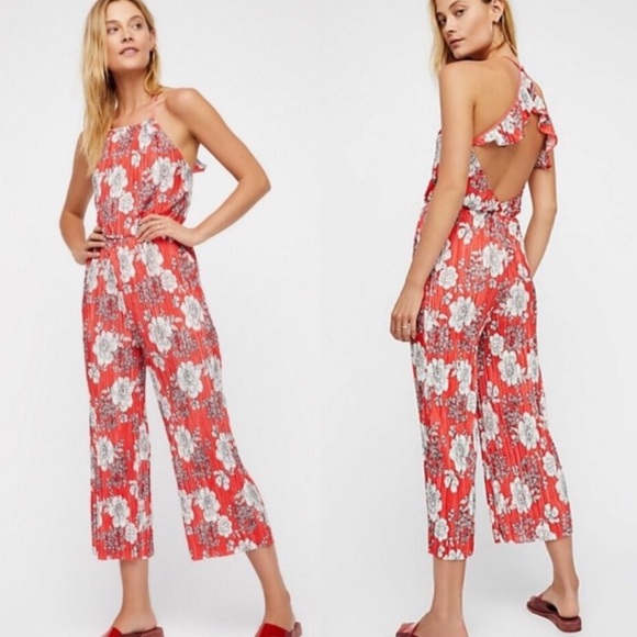 Free People Pants - Free People Fresh Fields Pleated Jumpsuit M